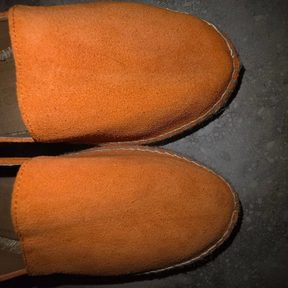 Jutelia Orange Suede Espadrille Flats Made in Spain Women‎ Size 39 Slip On Shoes